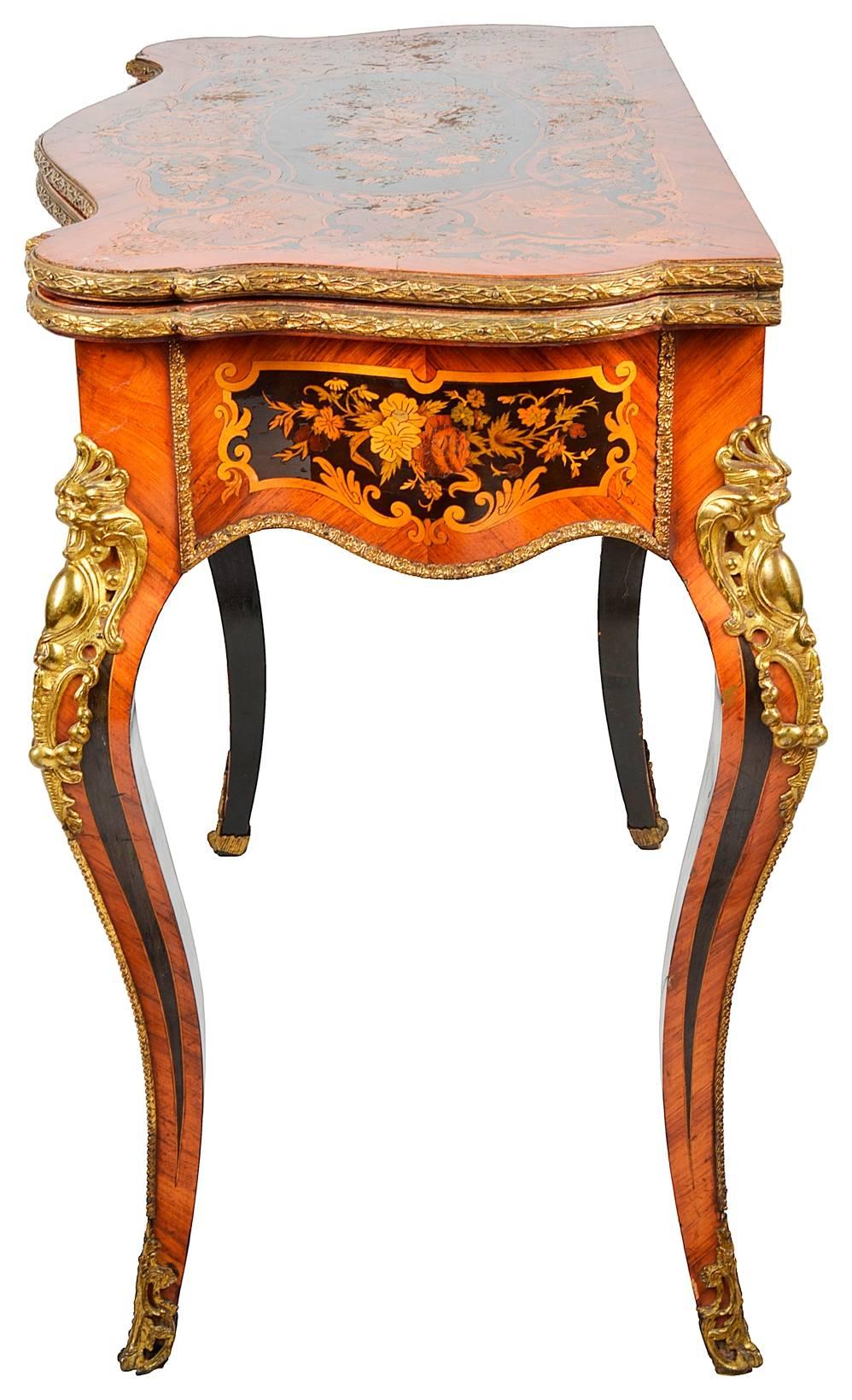 19th Century Louis XVI Style Marquetry Card Table For Sale