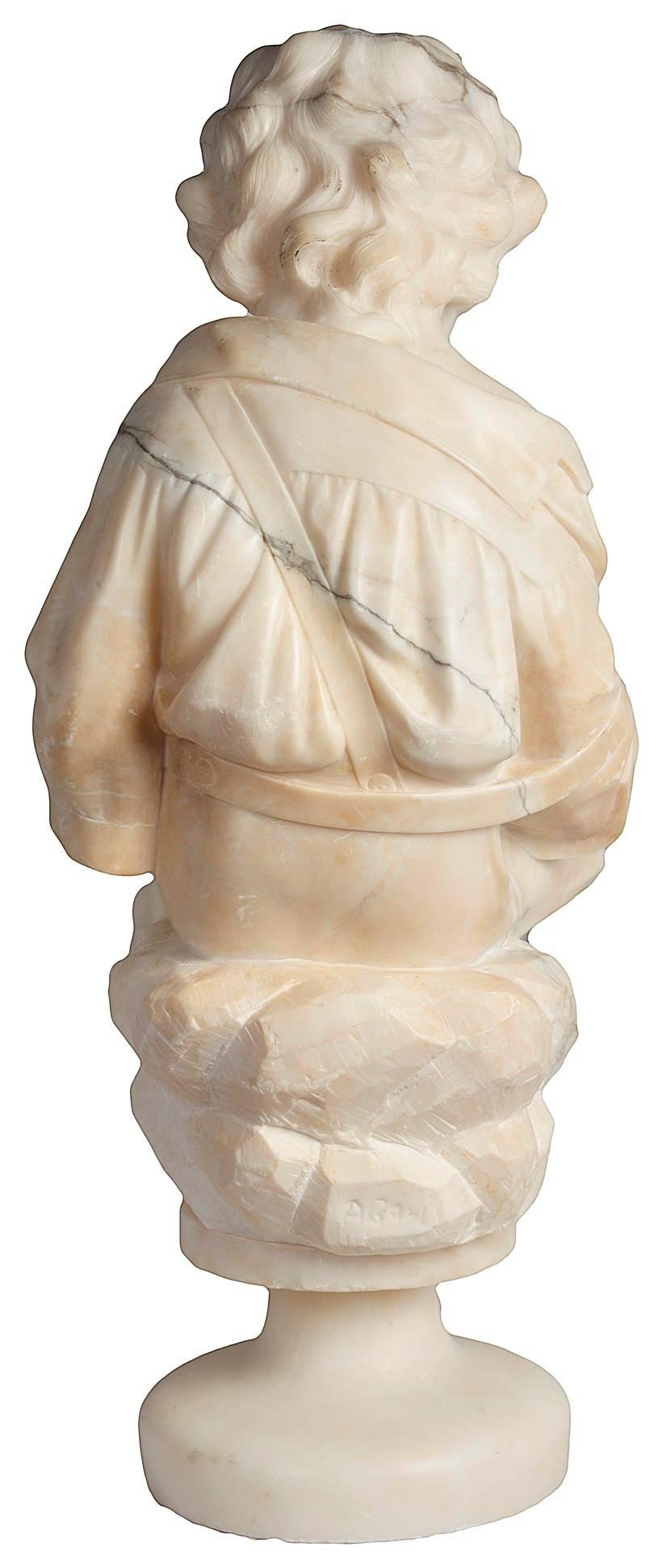 Italian 19th Century Alabaster Figure of a Young Boy