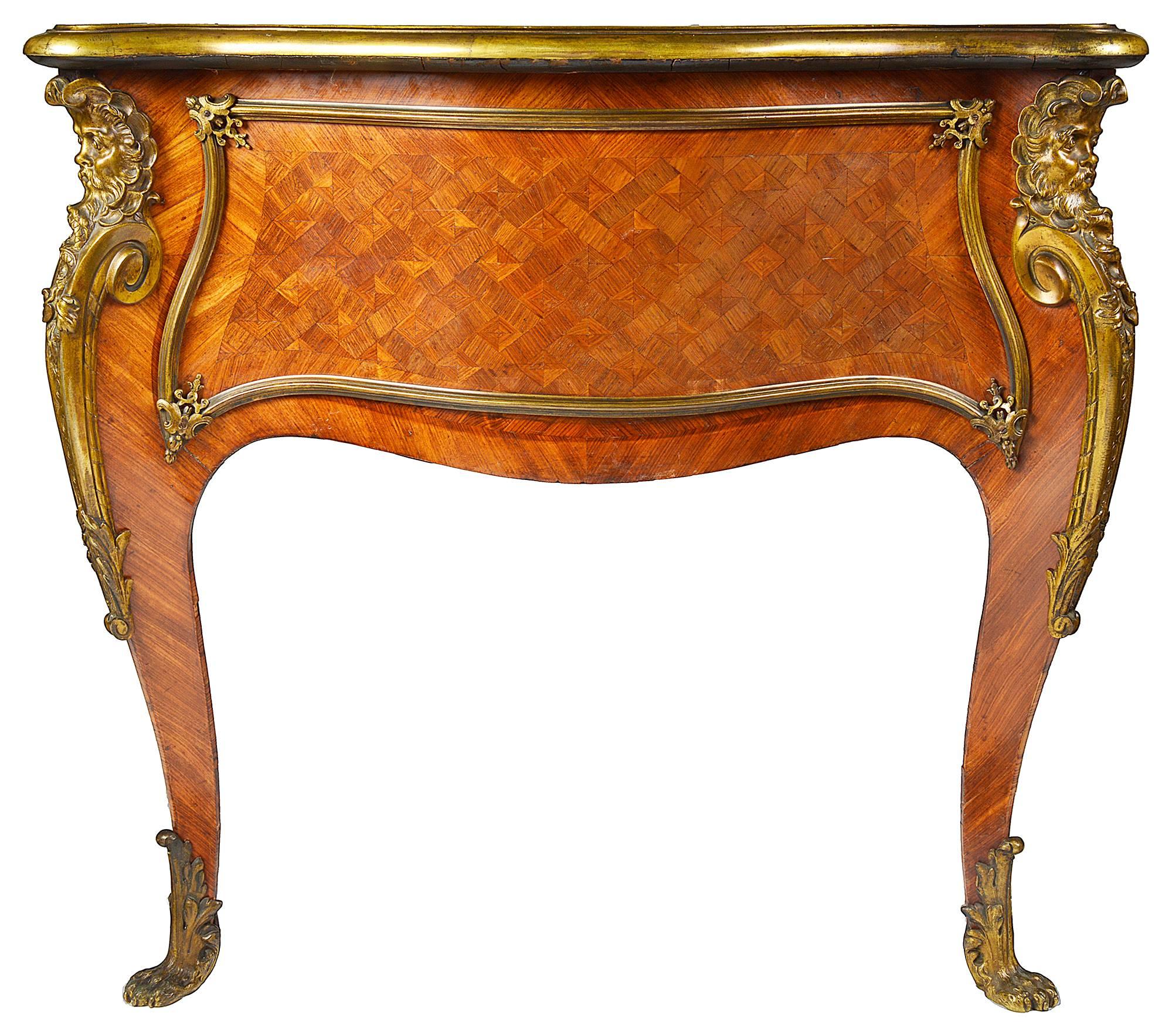 Gilt Large Louis XV Style 19th Century Bureau Plat For Sale