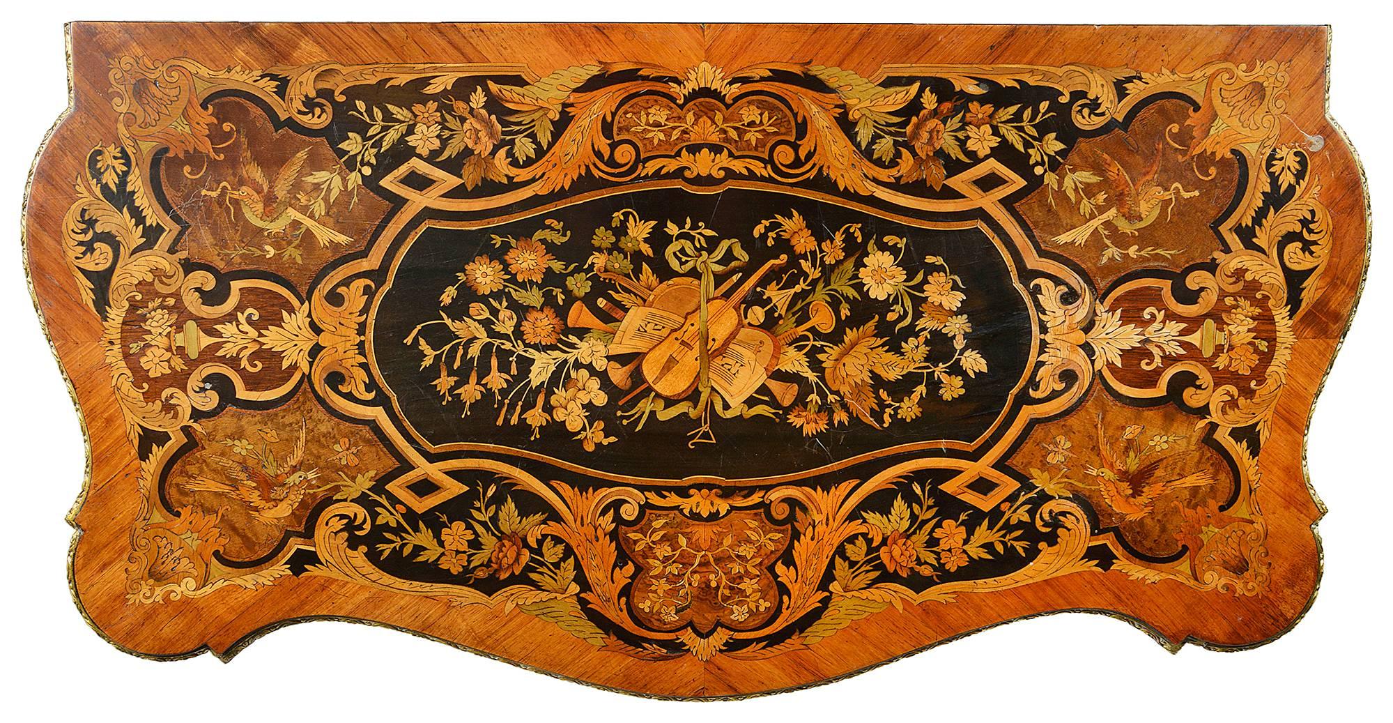 French Pair of Louis XVI Style Marquetry Card Tables, 19th Century For Sale