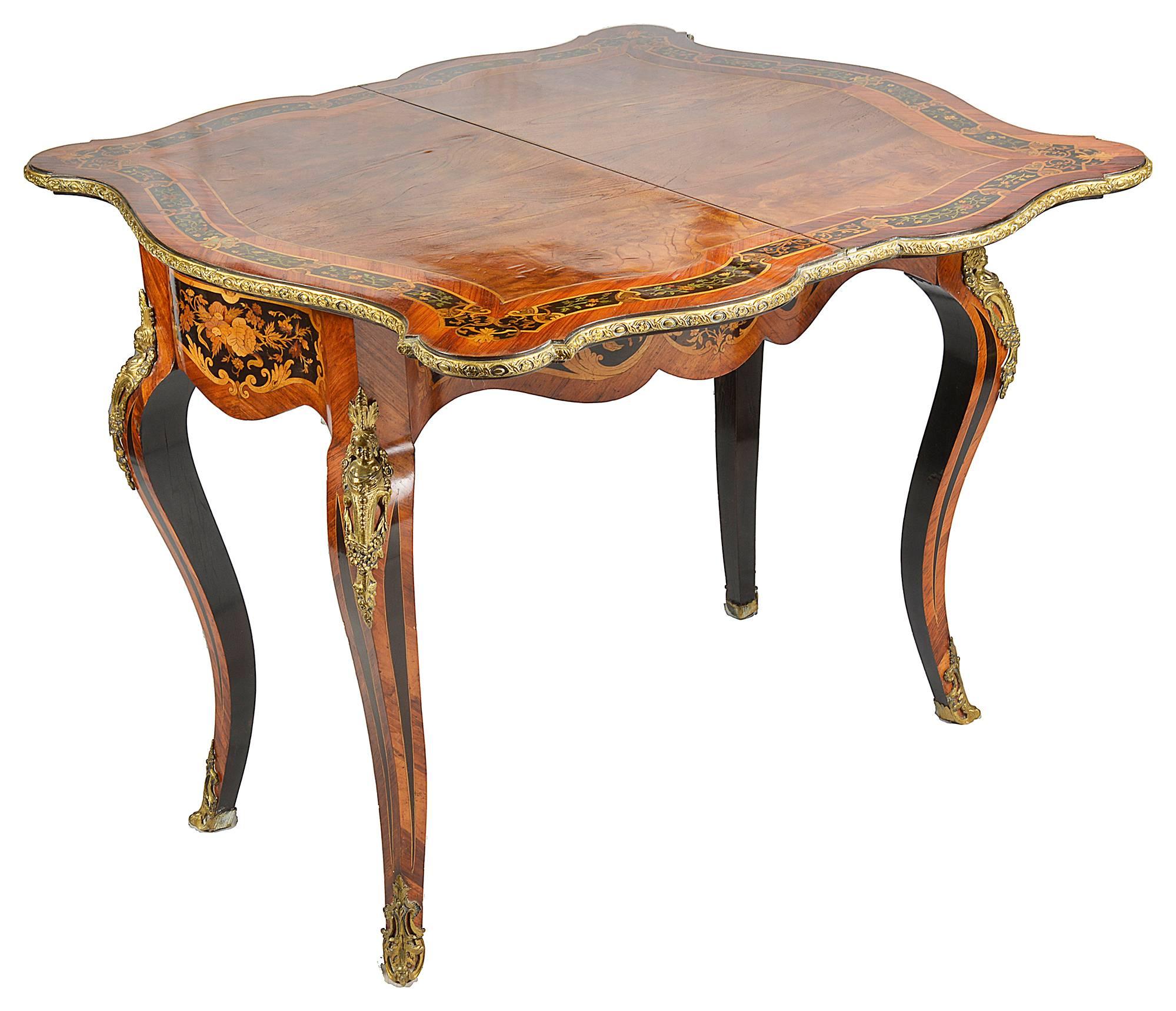 Pair of Louis XVI Style Marquetry Card Tables, 19th Century In Excellent Condition For Sale In Brighton, Sussex
