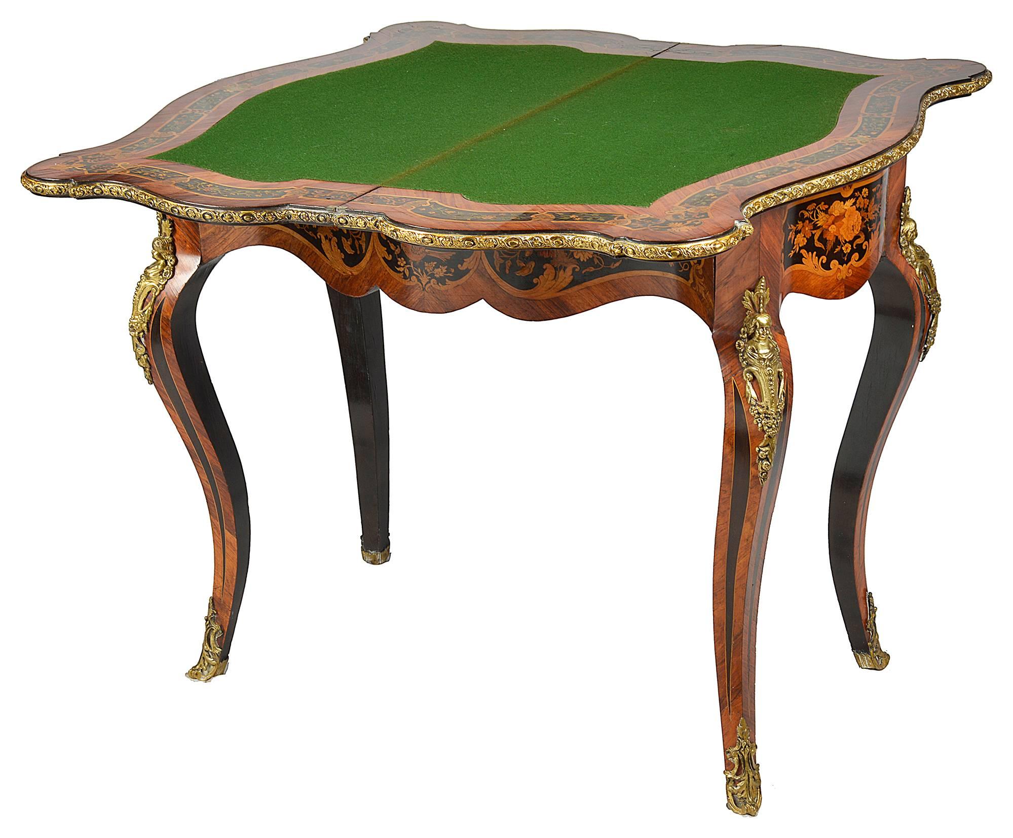 Kingwood Pair of Louis XVI Style Marquetry Card Tables, 19th Century For Sale