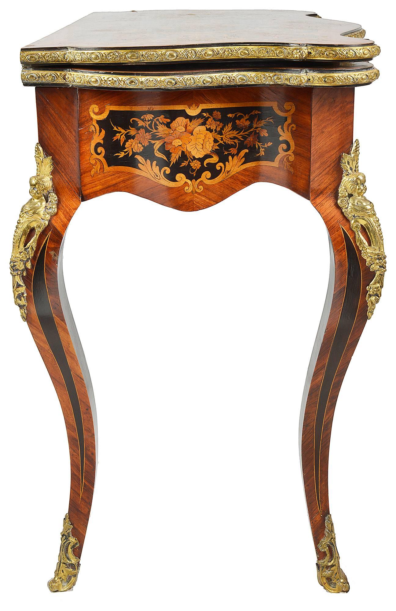 Pair of Louis XVI Style Marquetry Card Tables, 19th Century For Sale 3