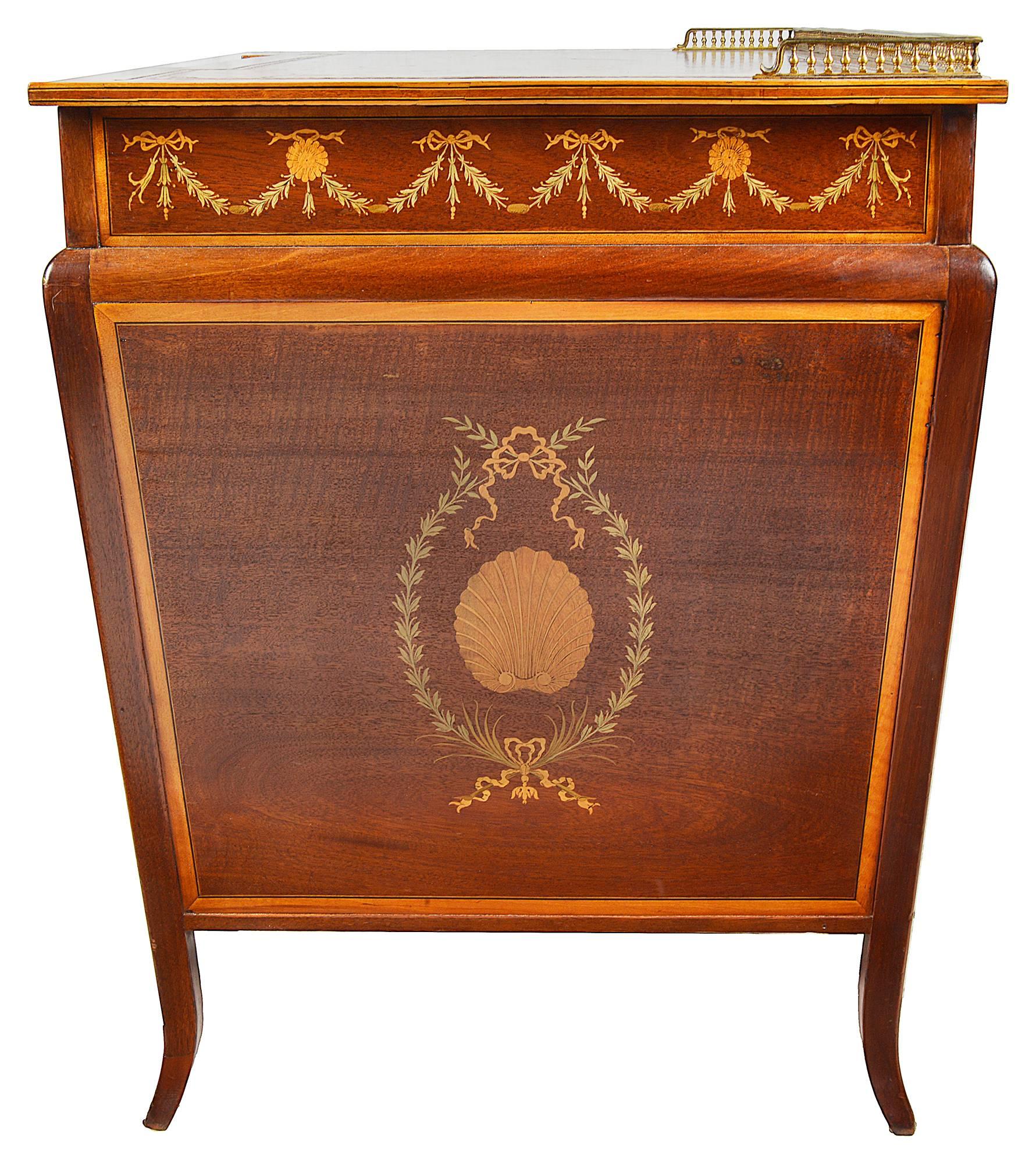 Inlay Sheraton Revival Inlaid Desk, 19th Century, Edwards and Roberts For Sale