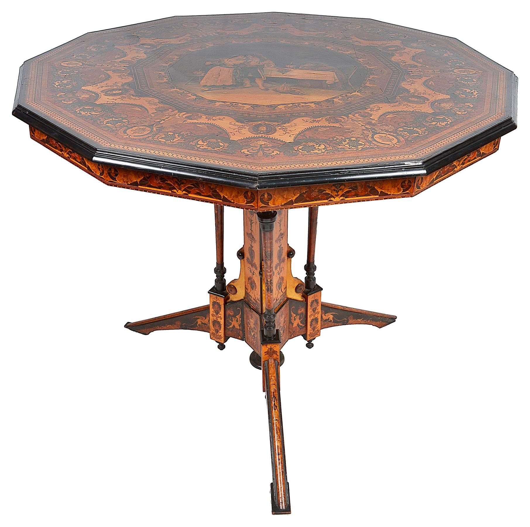 Incrusté Rare table Sorrento incrustée du 19ème siècle par Almerico Gargiulo en vente