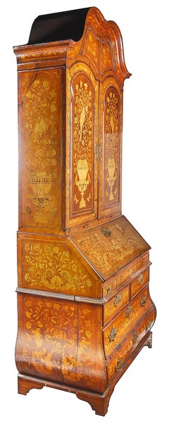 18th Century Dutch Marquetry Bureau Bookcase