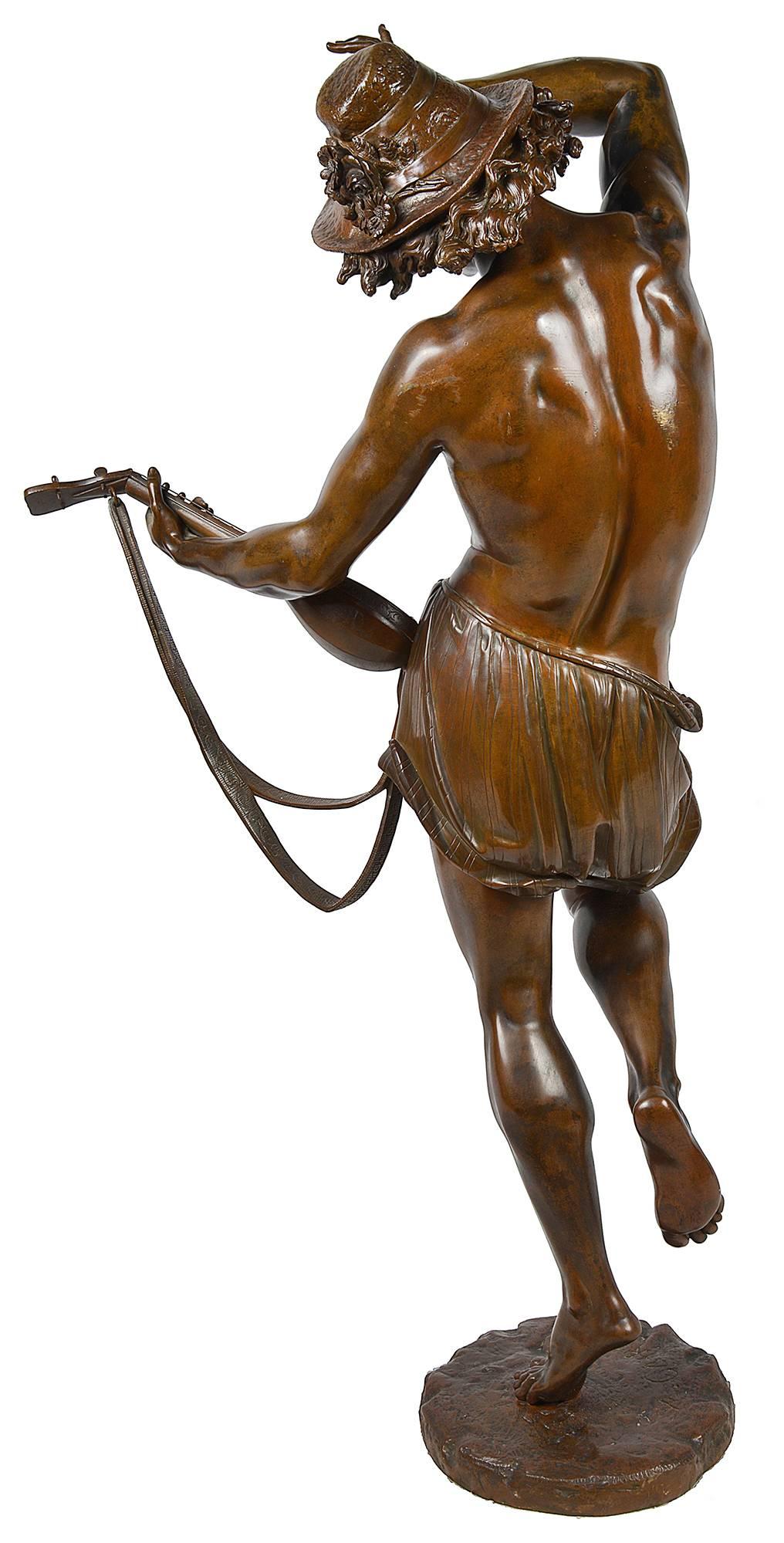 A very good quality 19th century bronze statue of a Neapolitan dancer.
Signed; Albert-Ernest Carrier-Belleuse.