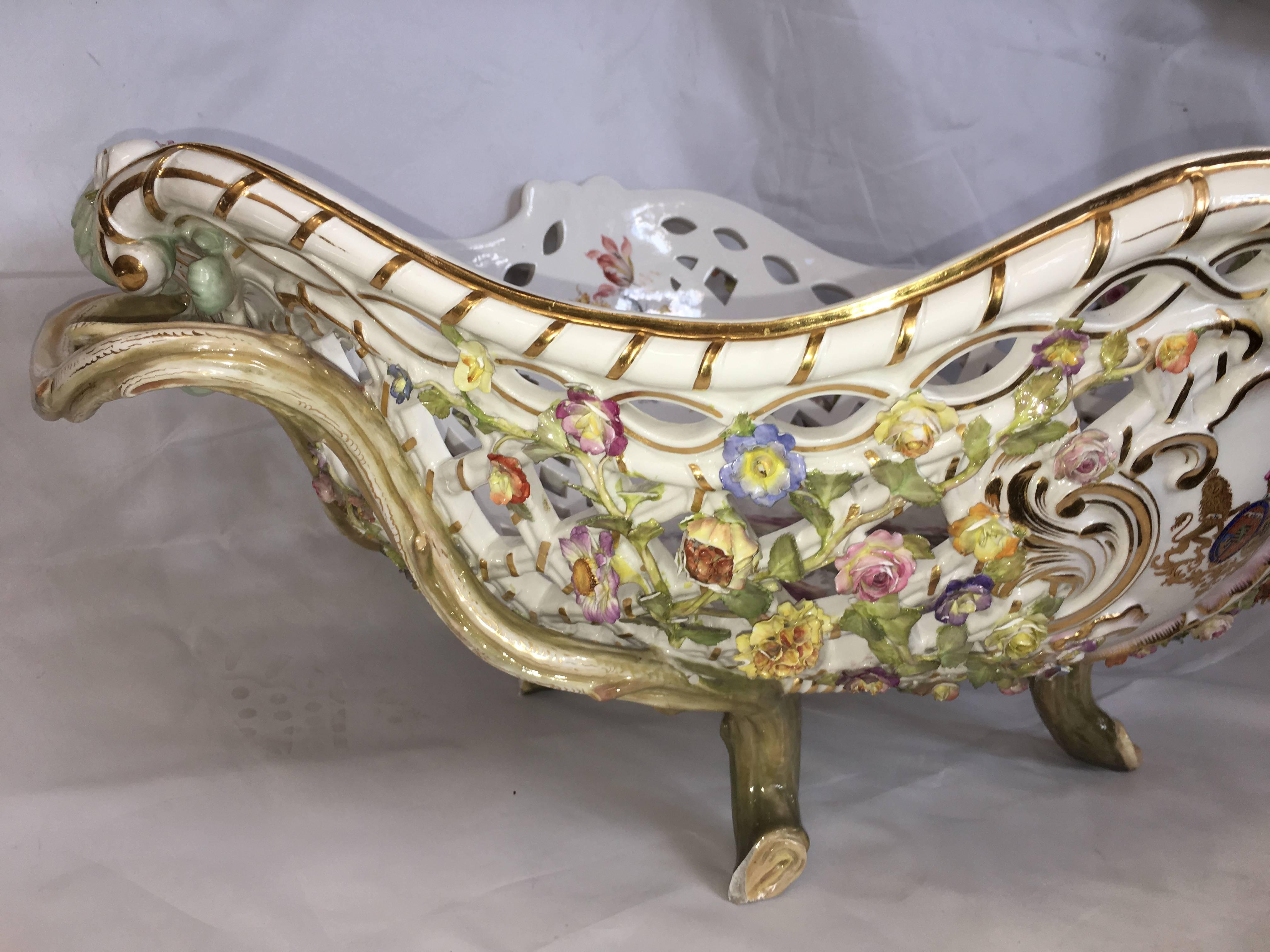 Hand-Painted Monumental Meissen Centre Piece, 19th Century For Sale