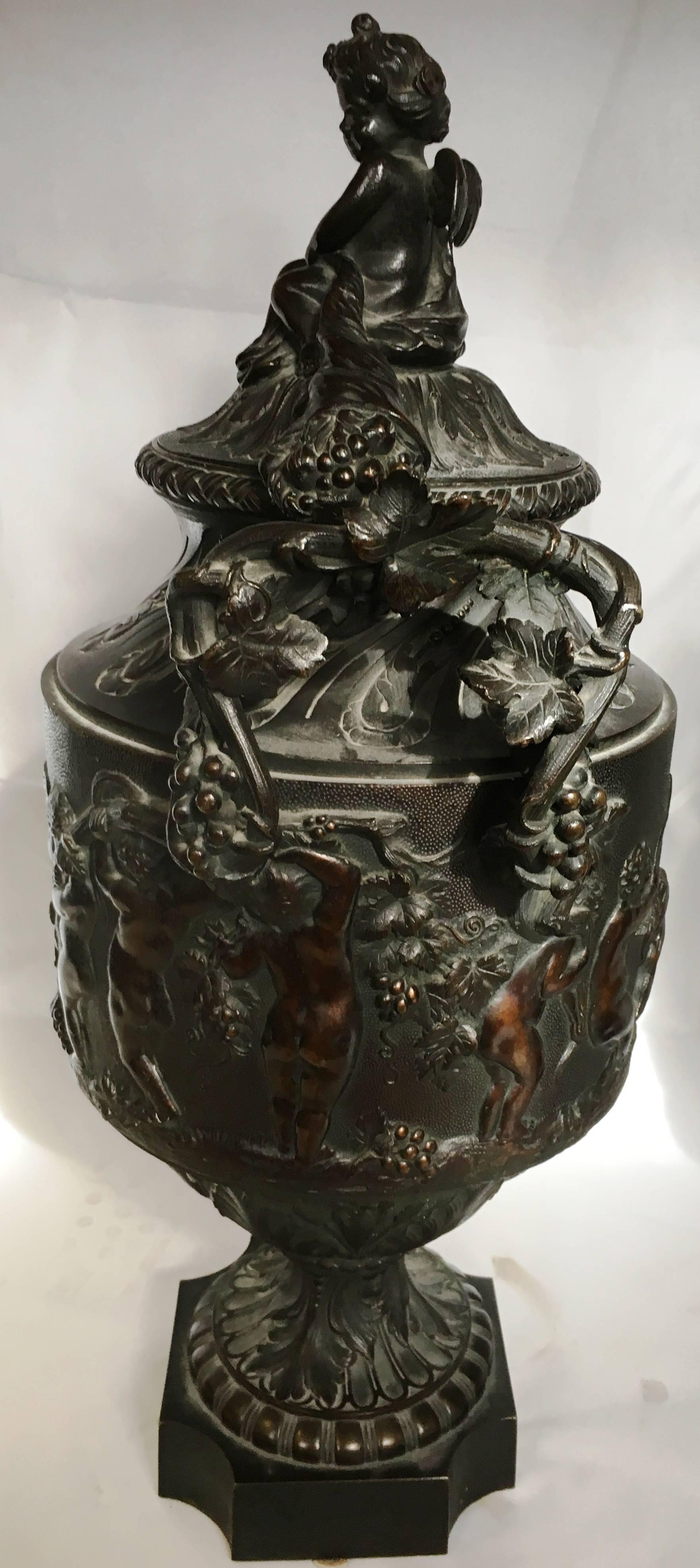Pair of Large Classical Bronze Urns 1