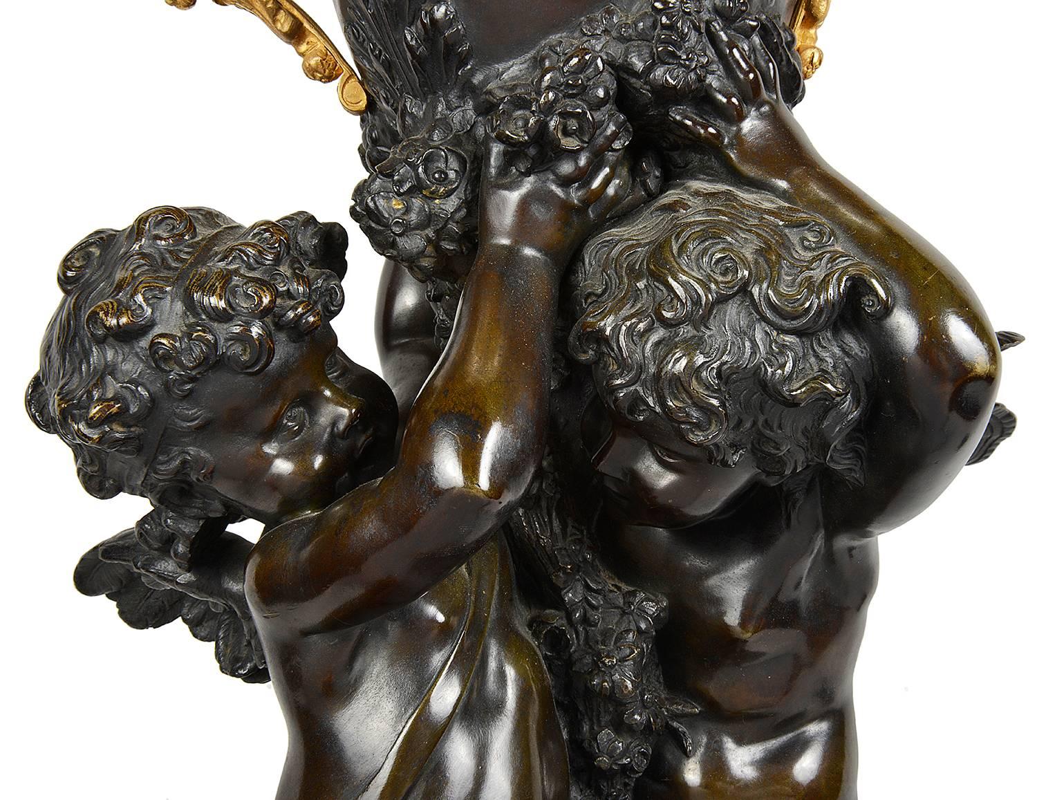 A. Moreau Bronze and Cut Glass Centrepiece In Excellent Condition In Brighton, Sussex