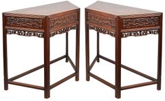 19th Century Pair Chinese Hardwood Console Tables