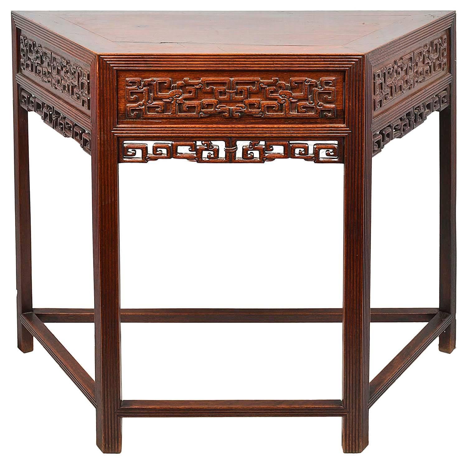 Chinese Export 19th Century Pair Chinese Hardwood Console Tables
