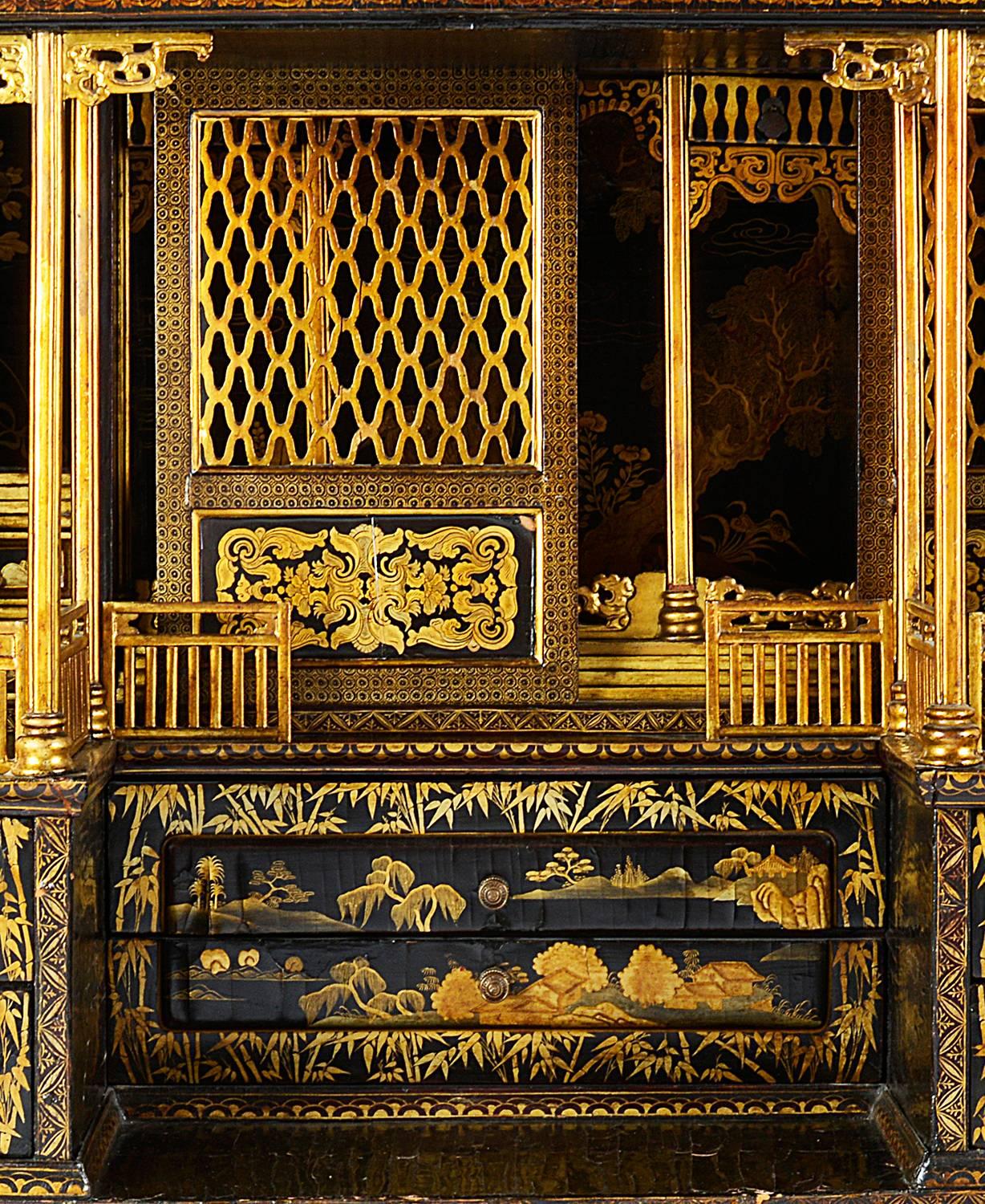 Chinese Export 18th Century Lacquer Cabinet on Stand