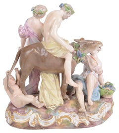 19th Century Meissen Porcelain Figure Group of the Drunken Silenus
