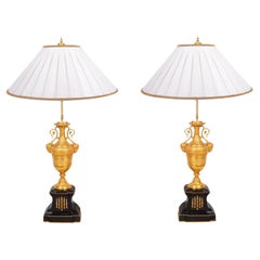 Pair of Classical 19th Century Gilded Lamps