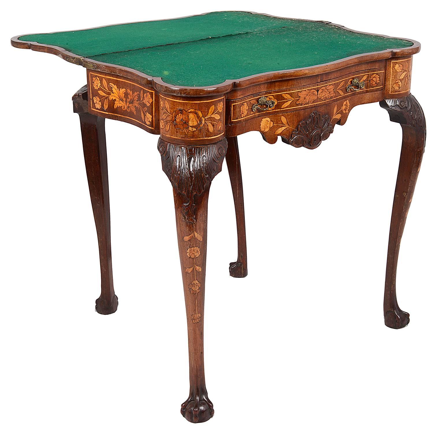 18th Century Dutch Marquetry Inlaid Card Table For Sale 1