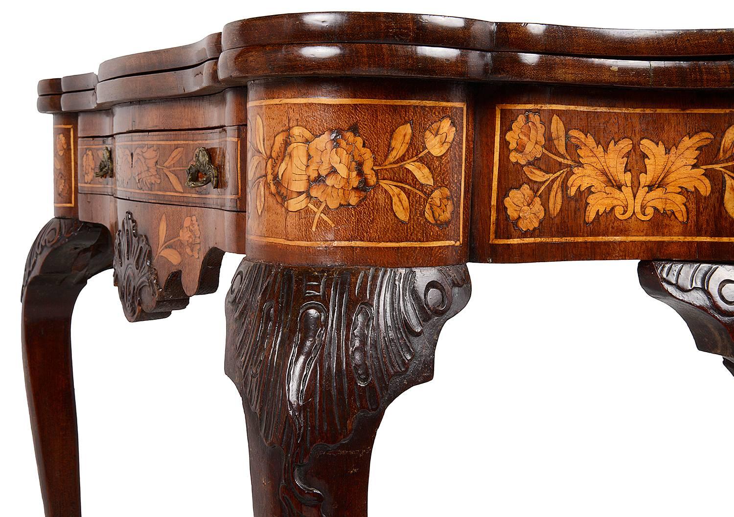 18th Century Dutch Marquetry Inlaid Card Table In Good Condition For Sale In Brighton, Sussex