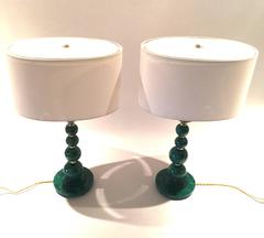 Pair of Malachite Lamps