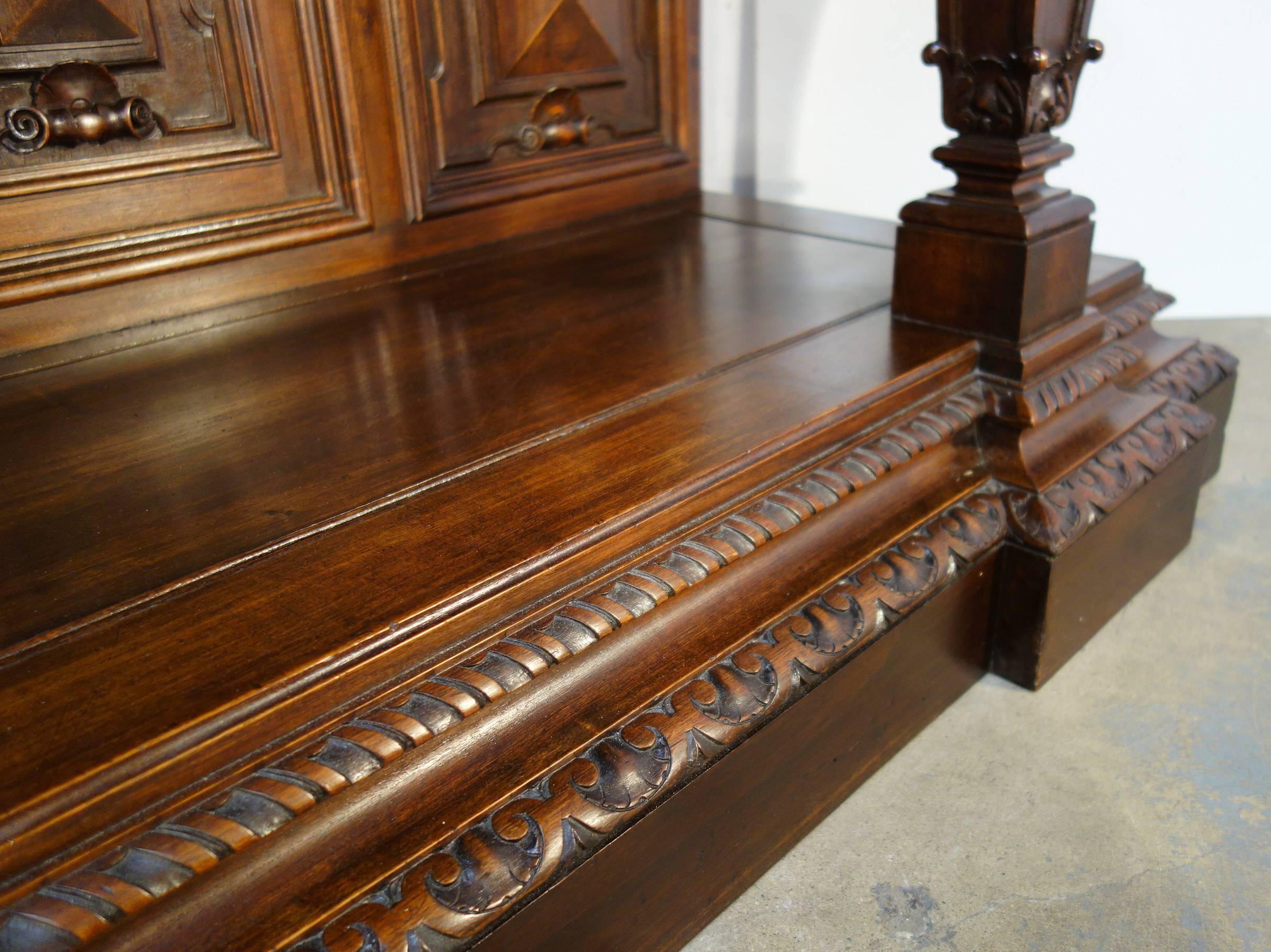 Carved 19th Century Monumental Walnut Tuscan Renaissance Style Entry Table Ca 1850