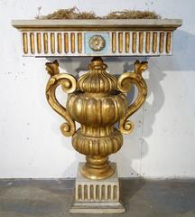 18th Century Hand-Carved Wood Gilded Amphora Flower Box