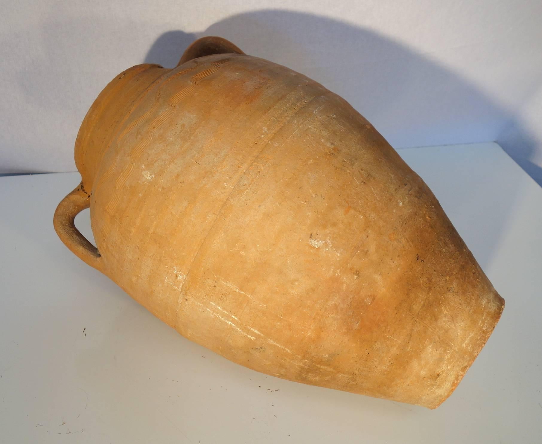 Mediterranean Antique Terracotta Amphora with Handles 4