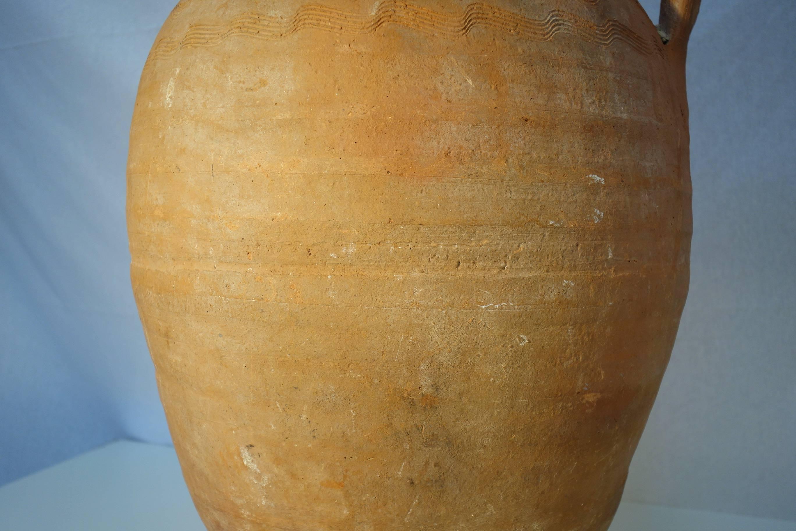Greek Mediterranean Antique Terracotta Amphora with Handles