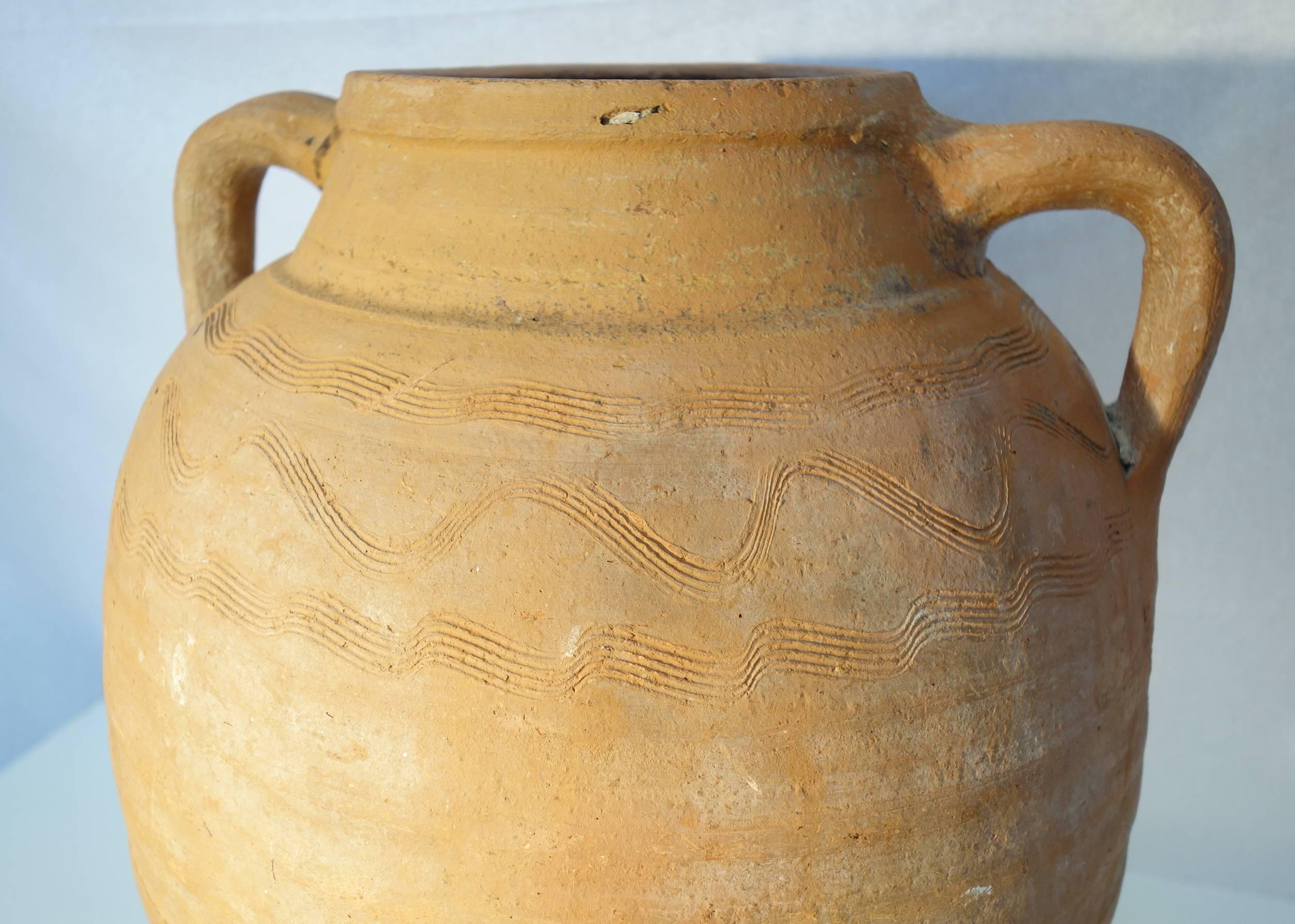 Mediterranean Antique Terracotta Amphora with Handles 1