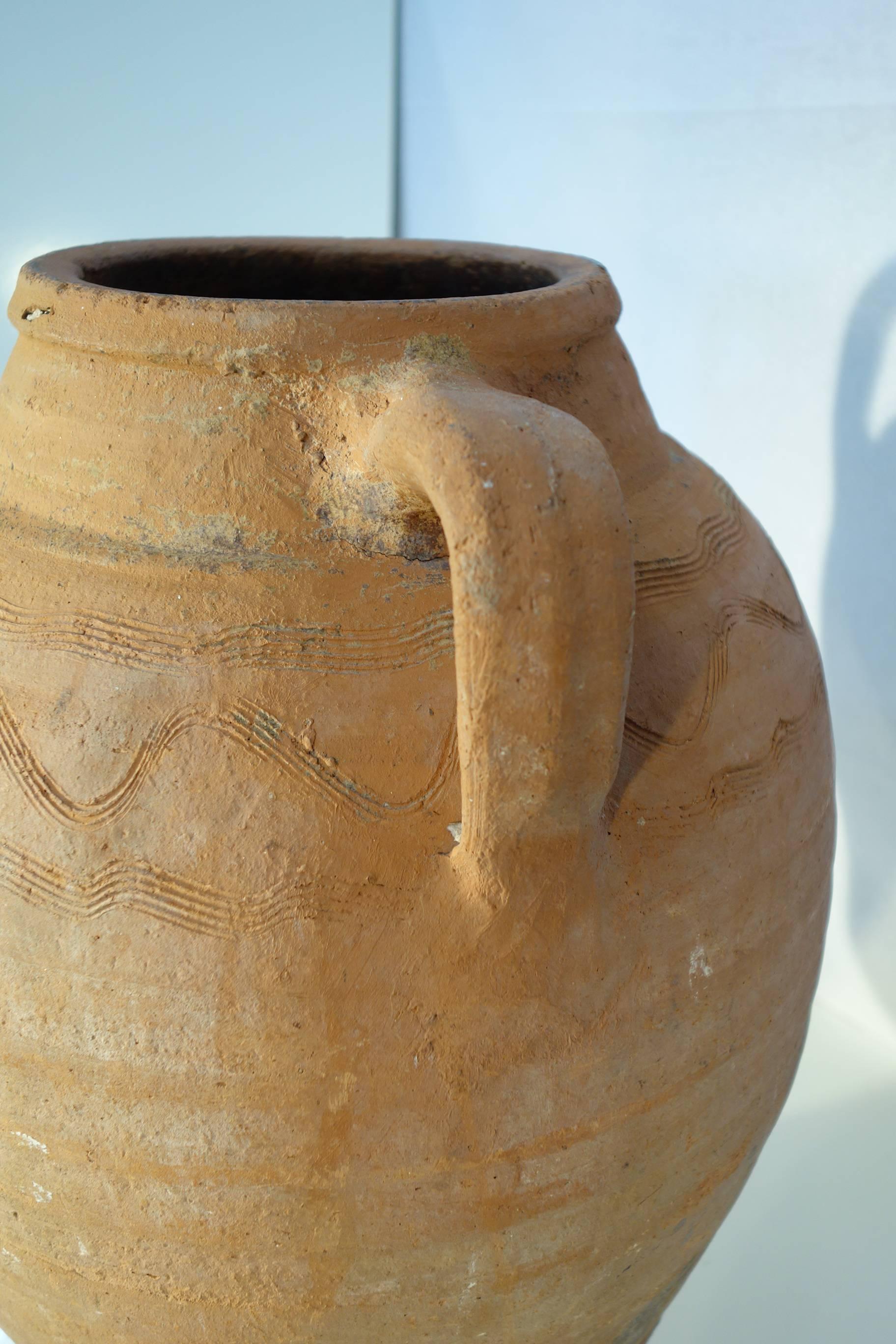 19th Century Mediterranean Antique Terracotta Amphora with Handles