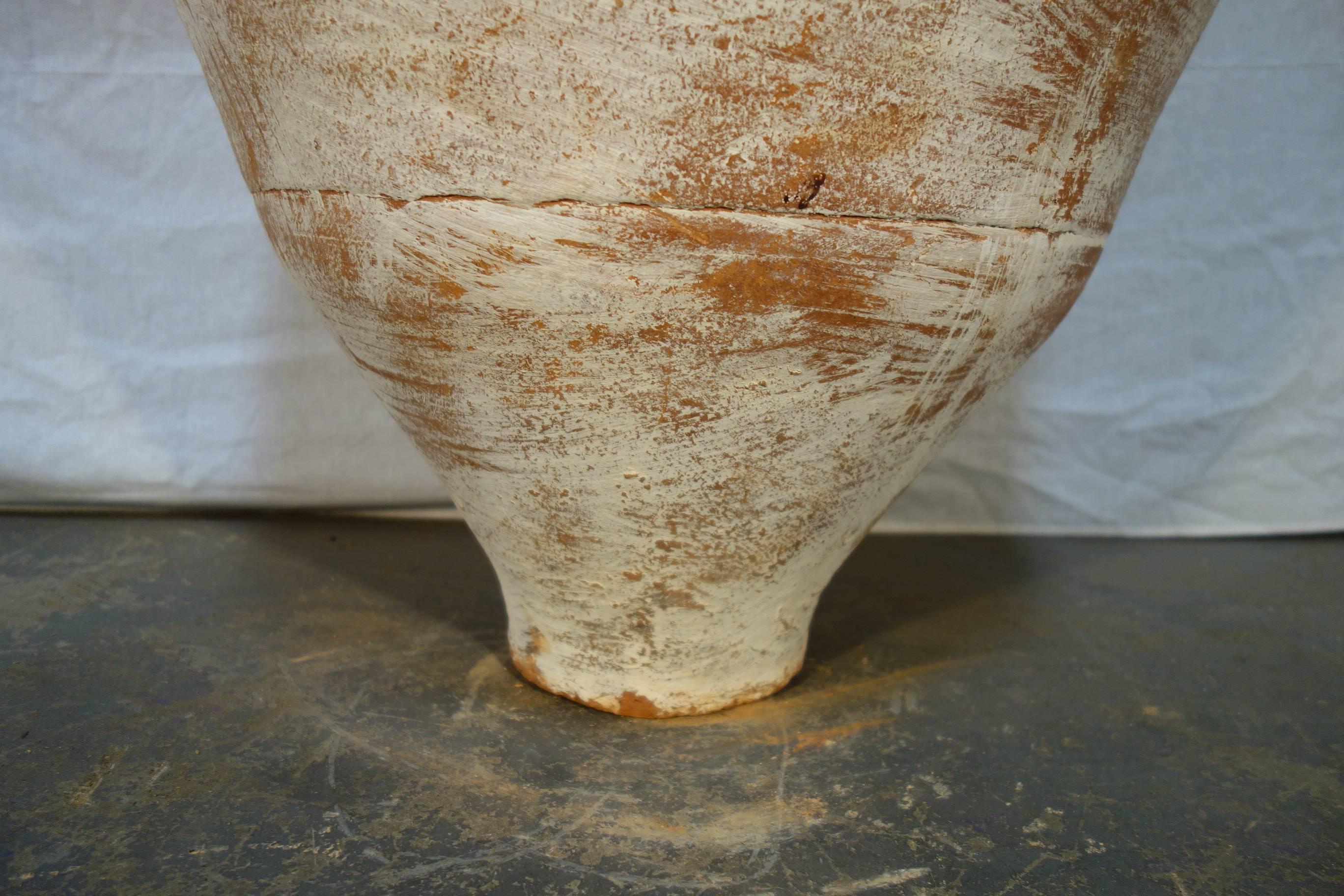 19th Century Mediterranean Terracotta Water Amphora Jar with White Patina 2