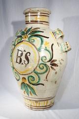 19th Century Antique Italian Large Majolica Jar with Four Handles