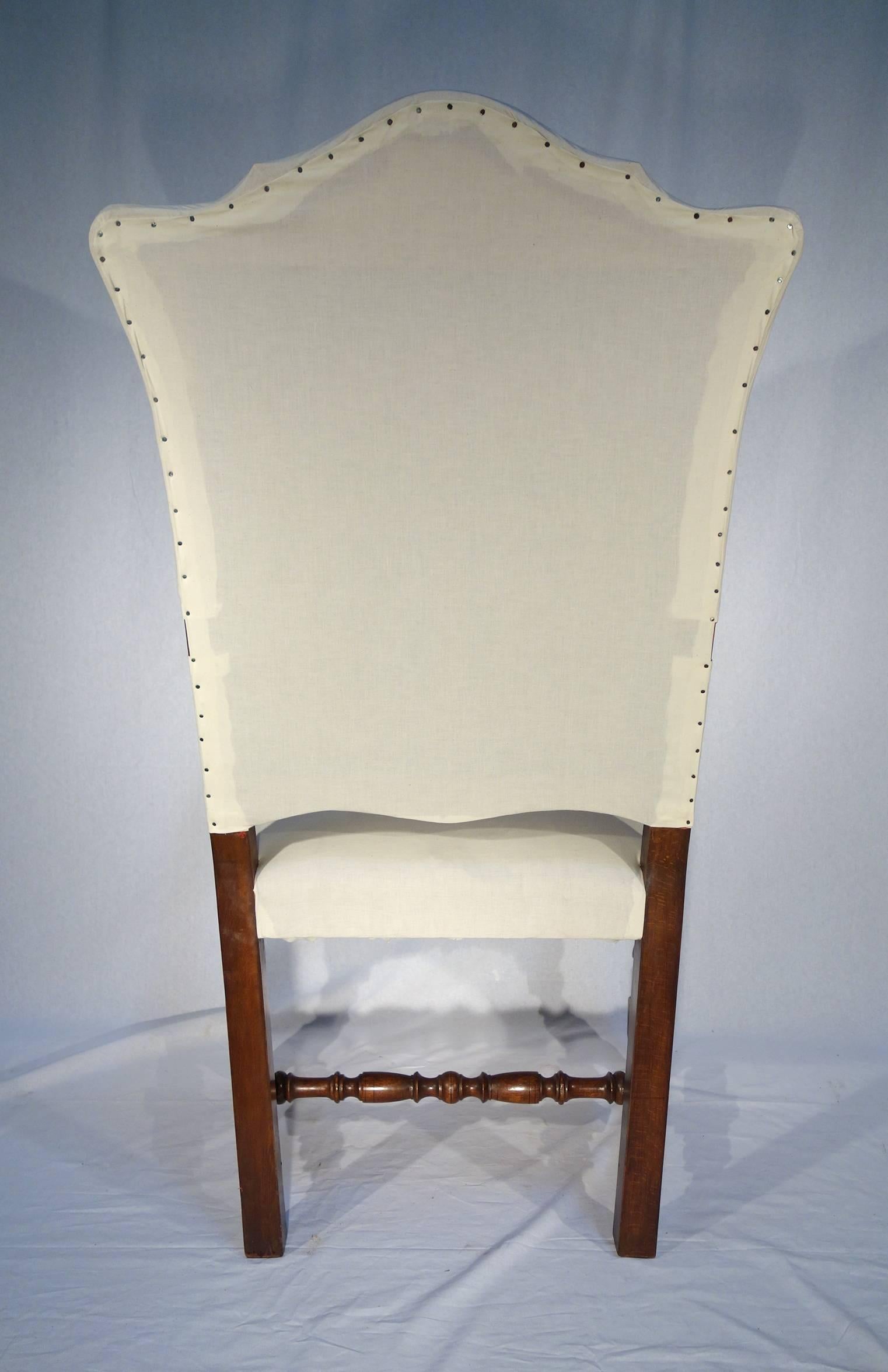 Antique Italian 17th Century Style Walnut Armchair, Set of Two, circa 1880 1