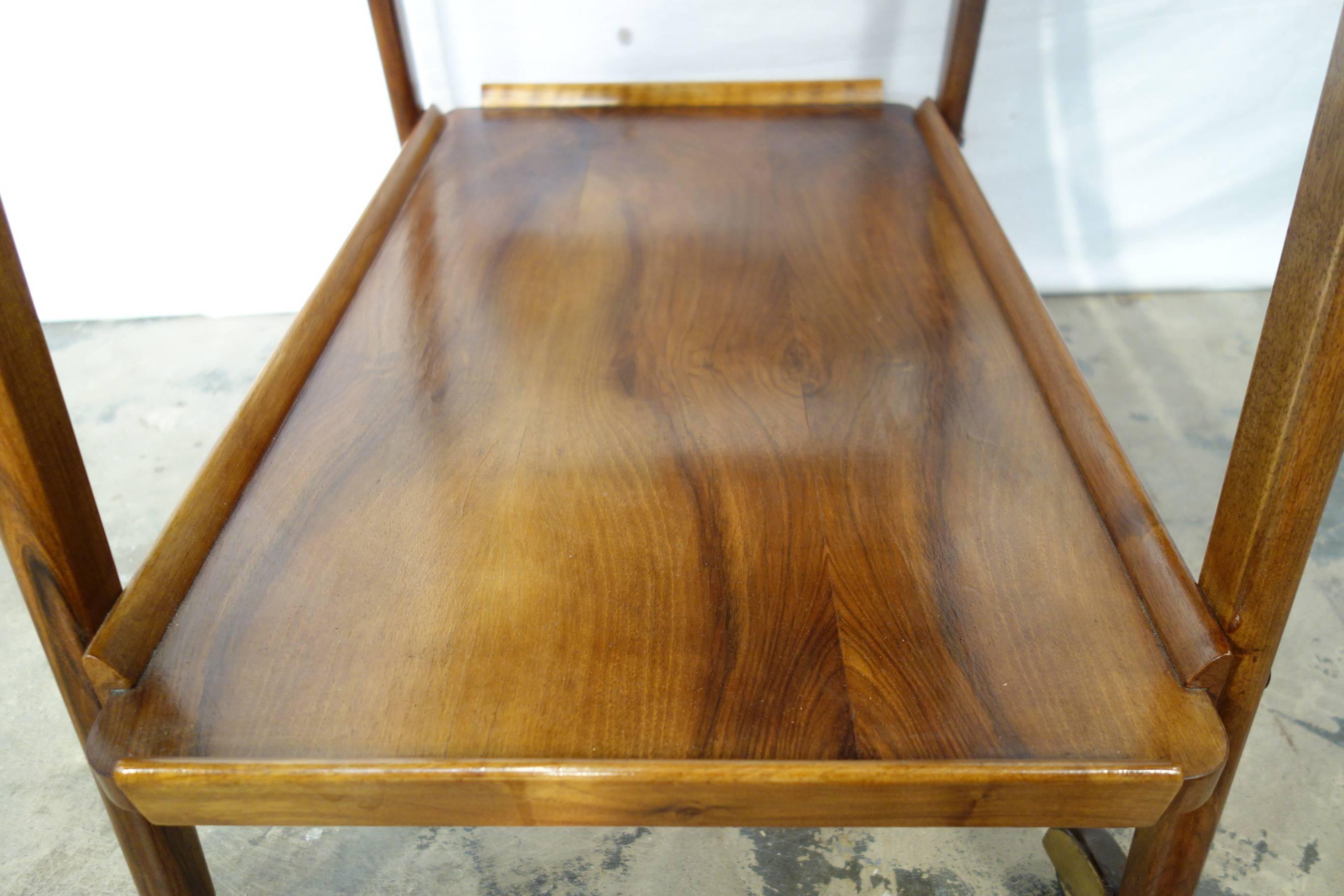 Italian Mid-Century Walnut Rolling Bar Cart, 1950s 2