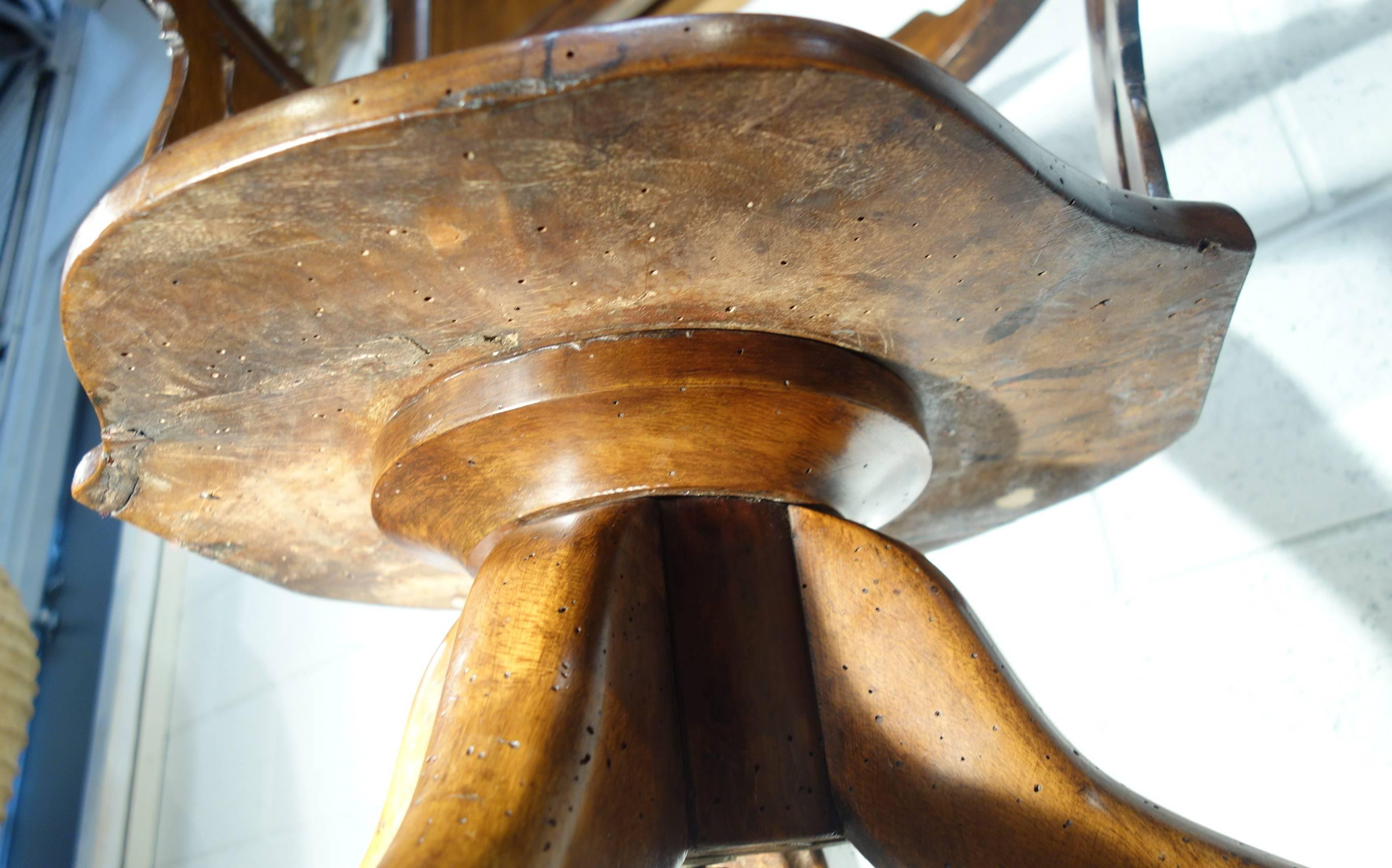 Antique Italian Tuscan Barber Armchair Solid Walnut Circa 1840 1