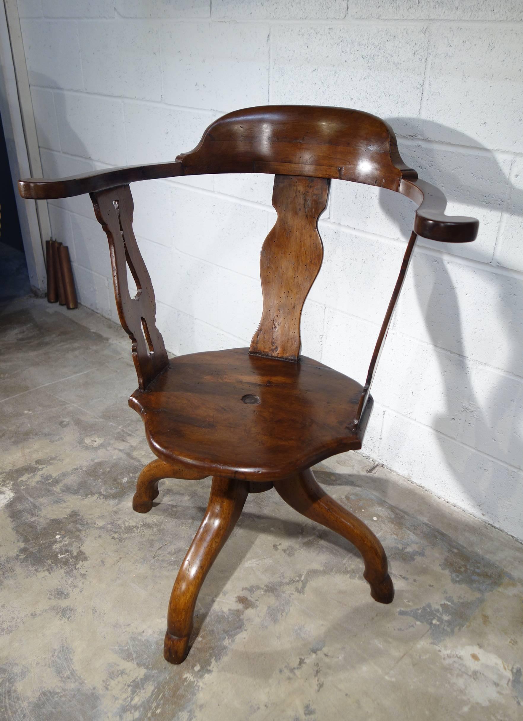 Antique Italian Tuscan Barber Armchair Solid Walnut Circa 1840 3