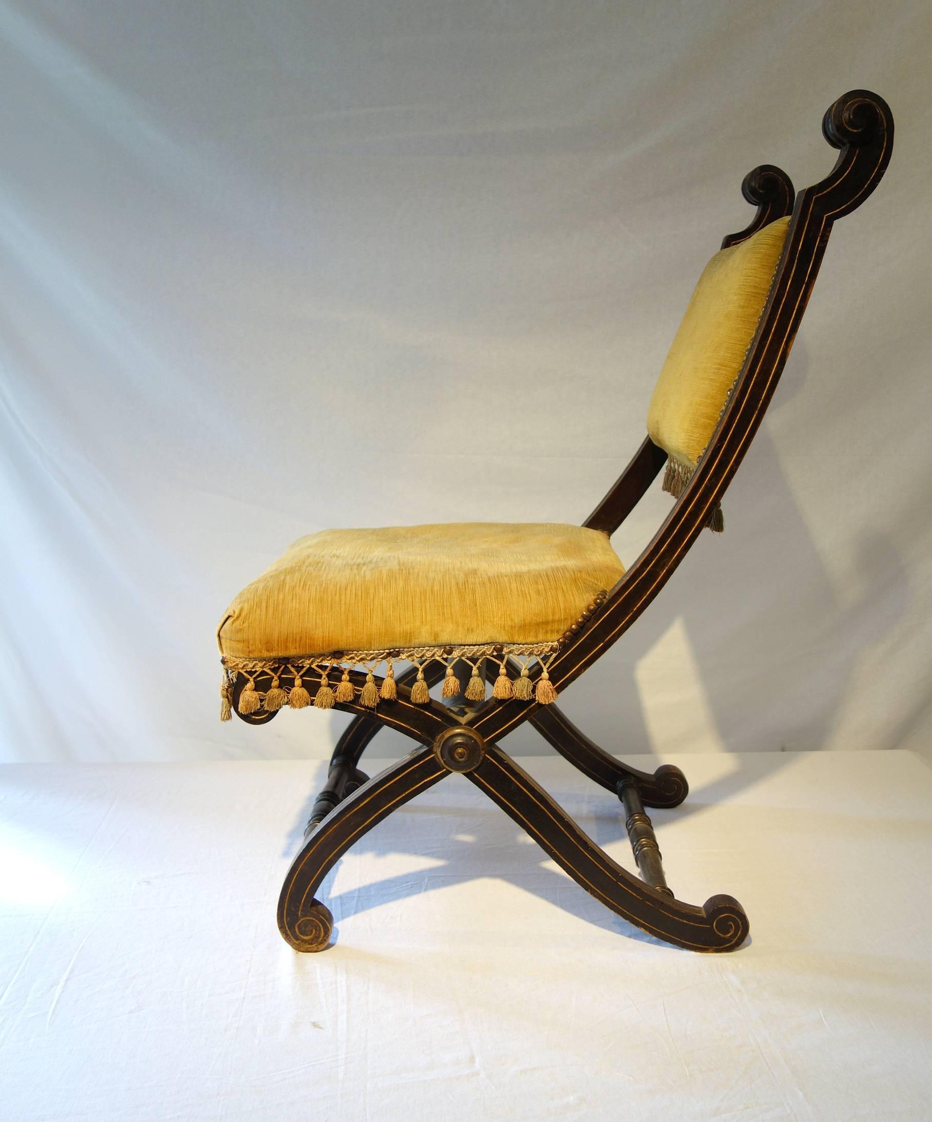 19th Century Antique Italian Renaissance Boudoir or Bedroom Chair Circa 1860