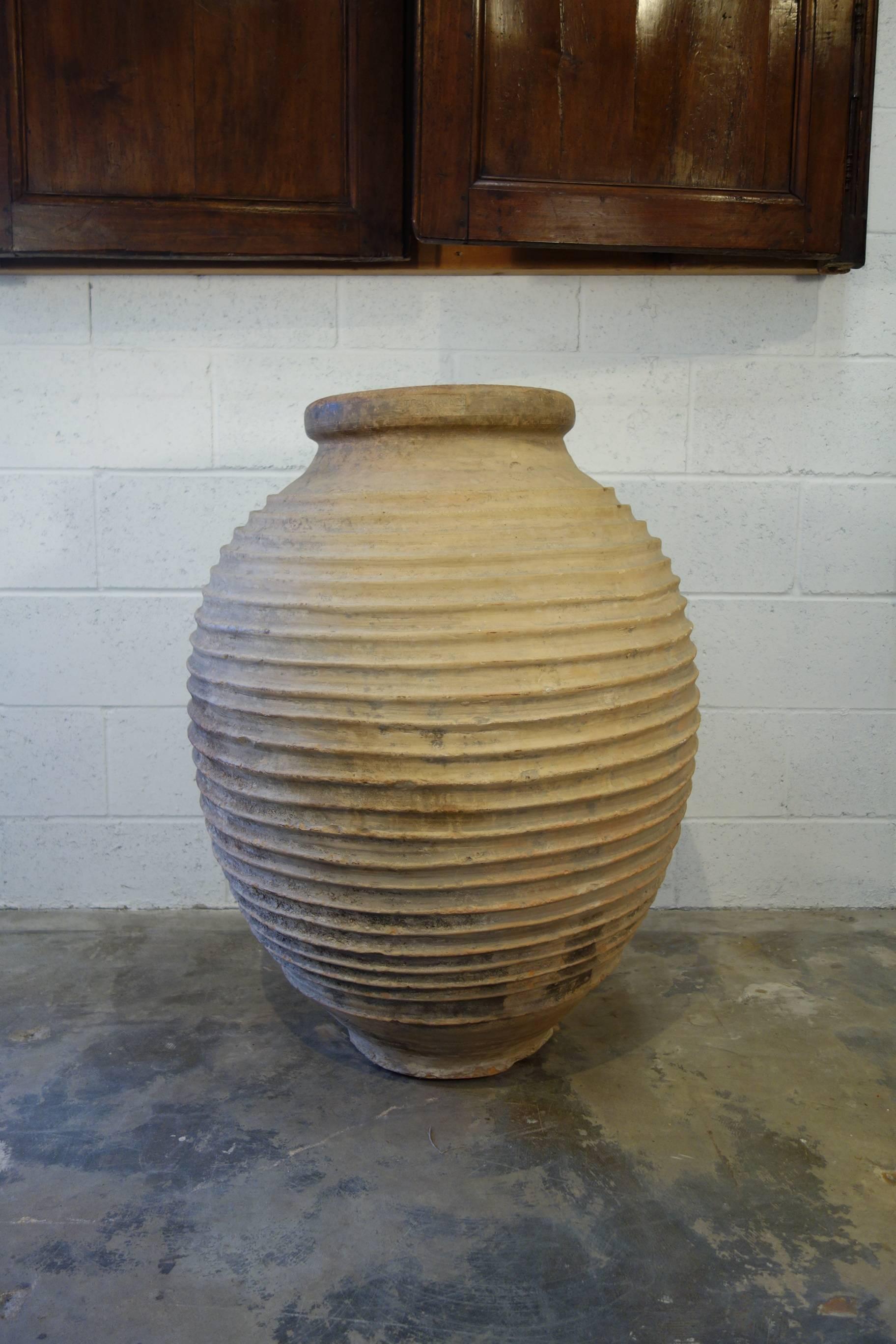 Classical Greek 19th Century Mediterranean Terracotta Large Orcio Jar with Stamp