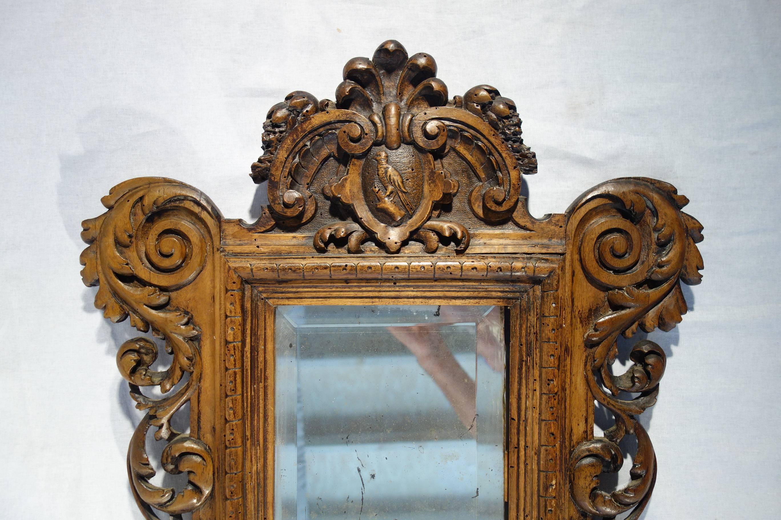 Hand-Carved 19th Century Antique Italian Pair Carved Mirrors Valentino Besarel Circa 1870