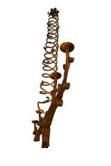 Italian Mid Century Art Nouveau Forged Wrought Iron and Gold Gilt Chandelier