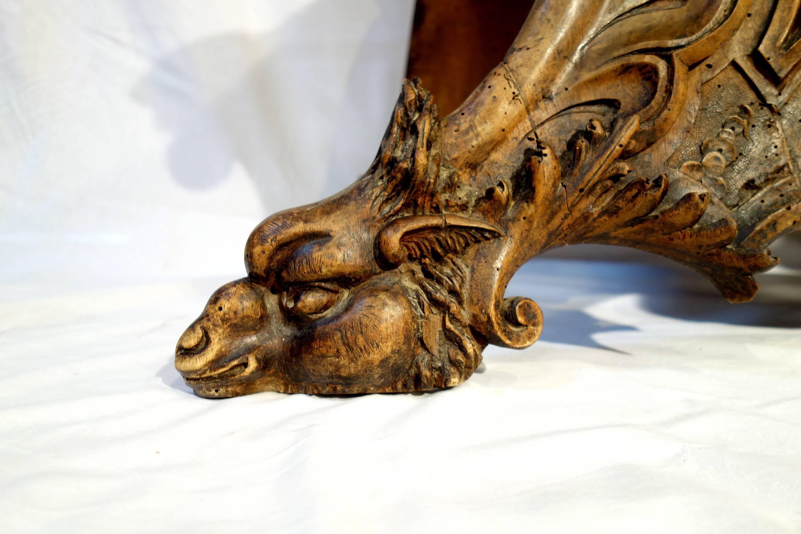 Hand-Carved 19th Century Antique Italian Carved Walnut Bench by Valentino Besarel Ca 1870 For Sale
