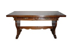 19th Century Italian Rustic Tuscan Farmhouse Refectory Walnut Desk Table Ca 1820