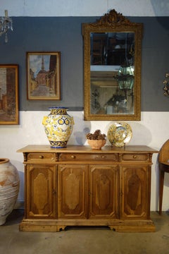 19th Century Antique Italian Rustic Tuscan Solid Walnut Buffet Credenza Ca 1860