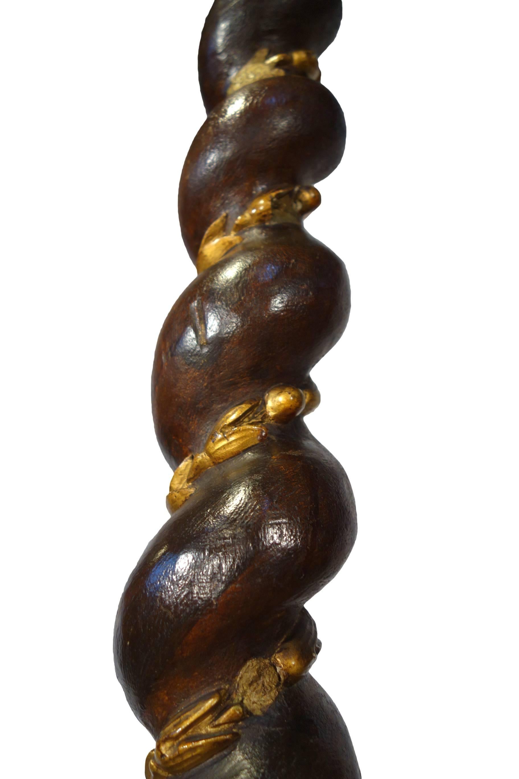Antique Italian Venetian Black Gold Gilt Carved Walnut Torchiere Pair Circa 1820 1