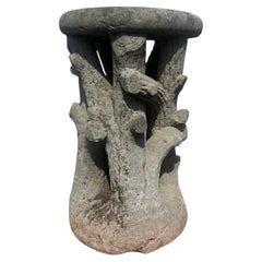 Early 20th Century Italian Faux Boise Carved Stone Garden Stool