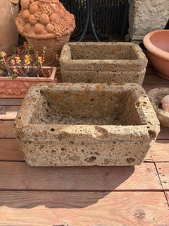 Early 19th Century Pair of Antique Italian Tuff Stone Planters