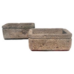 Early 19th Century Pair of Antique Italian Tuff Stone Planters