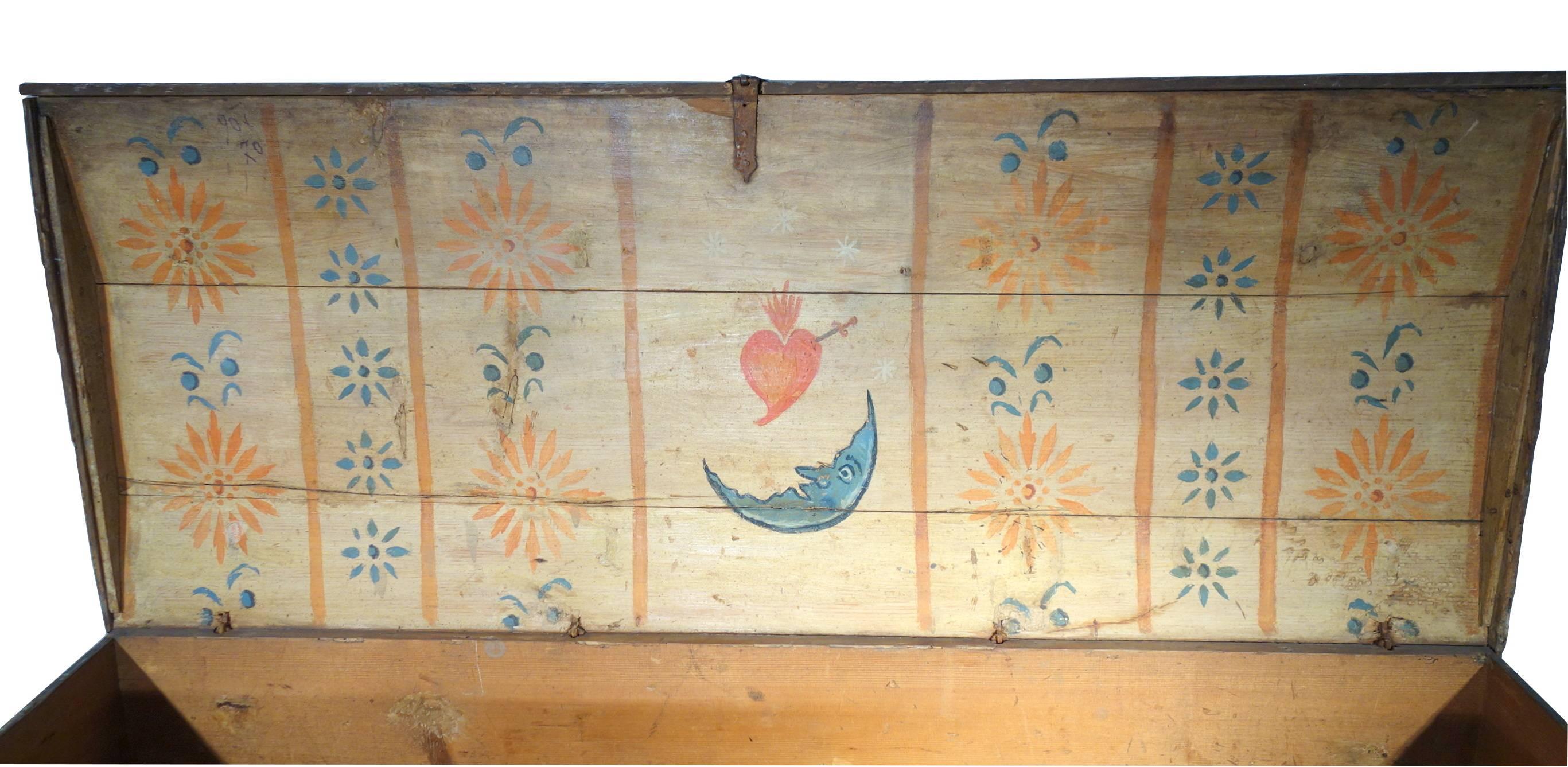 Italian, Early 18th Century Sicilian Painted Nuptial Trunk 5