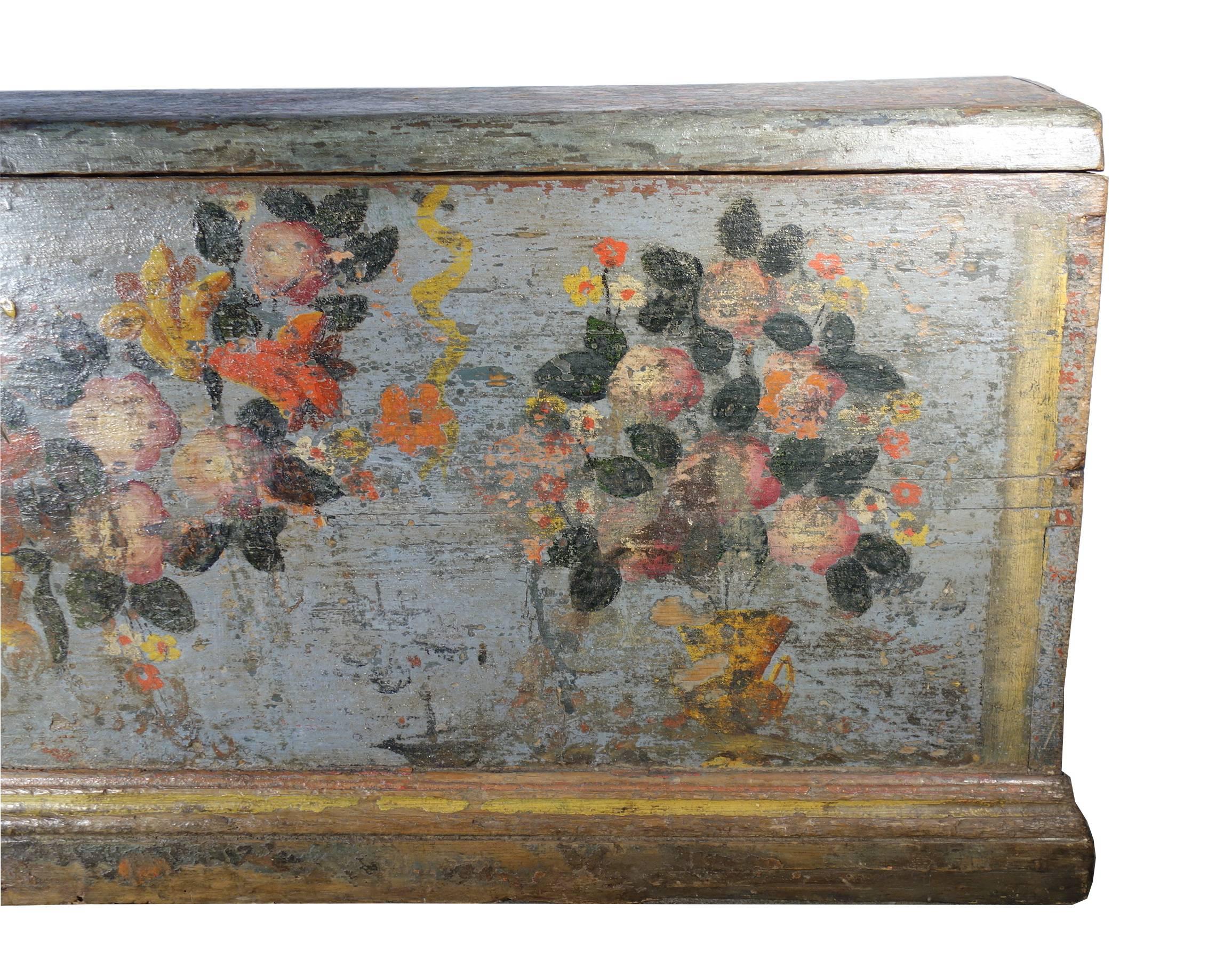 Italian, Early 18th Century Sicilian Painted Nuptial Trunk 2