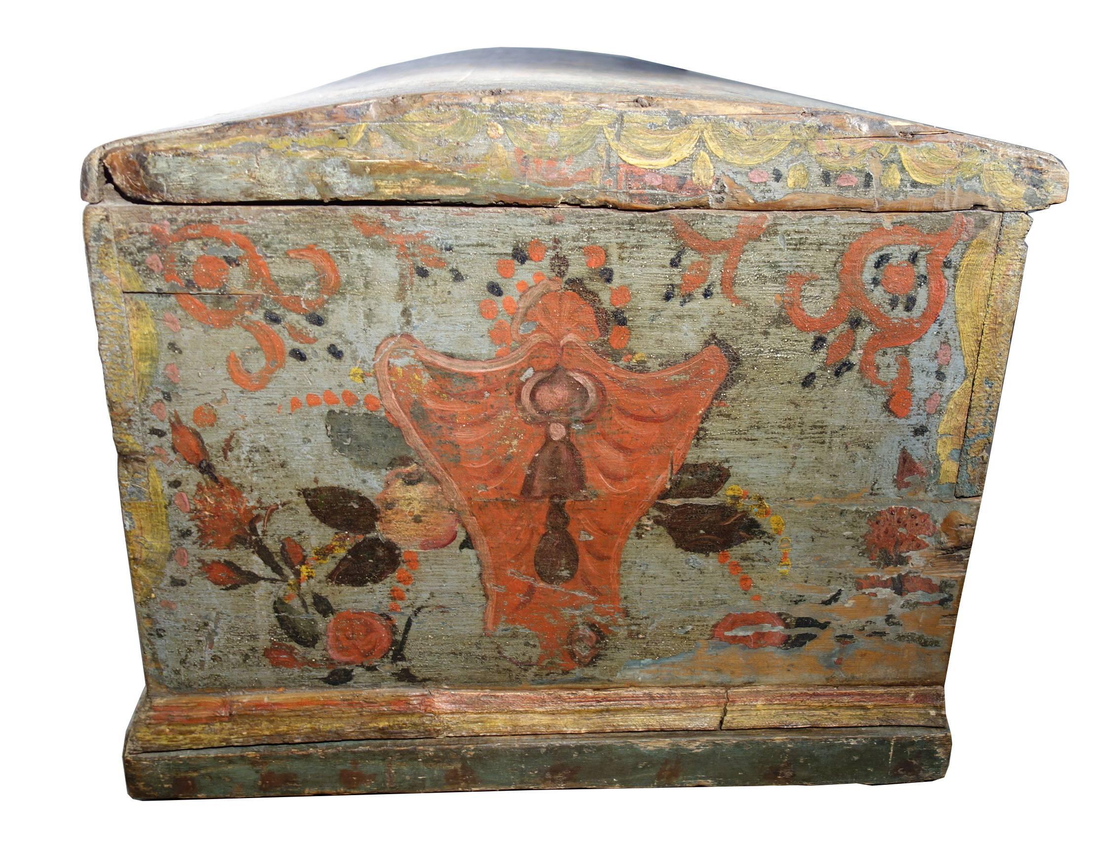 Italian, Early 18th Century Sicilian Painted Nuptial Trunk 1
