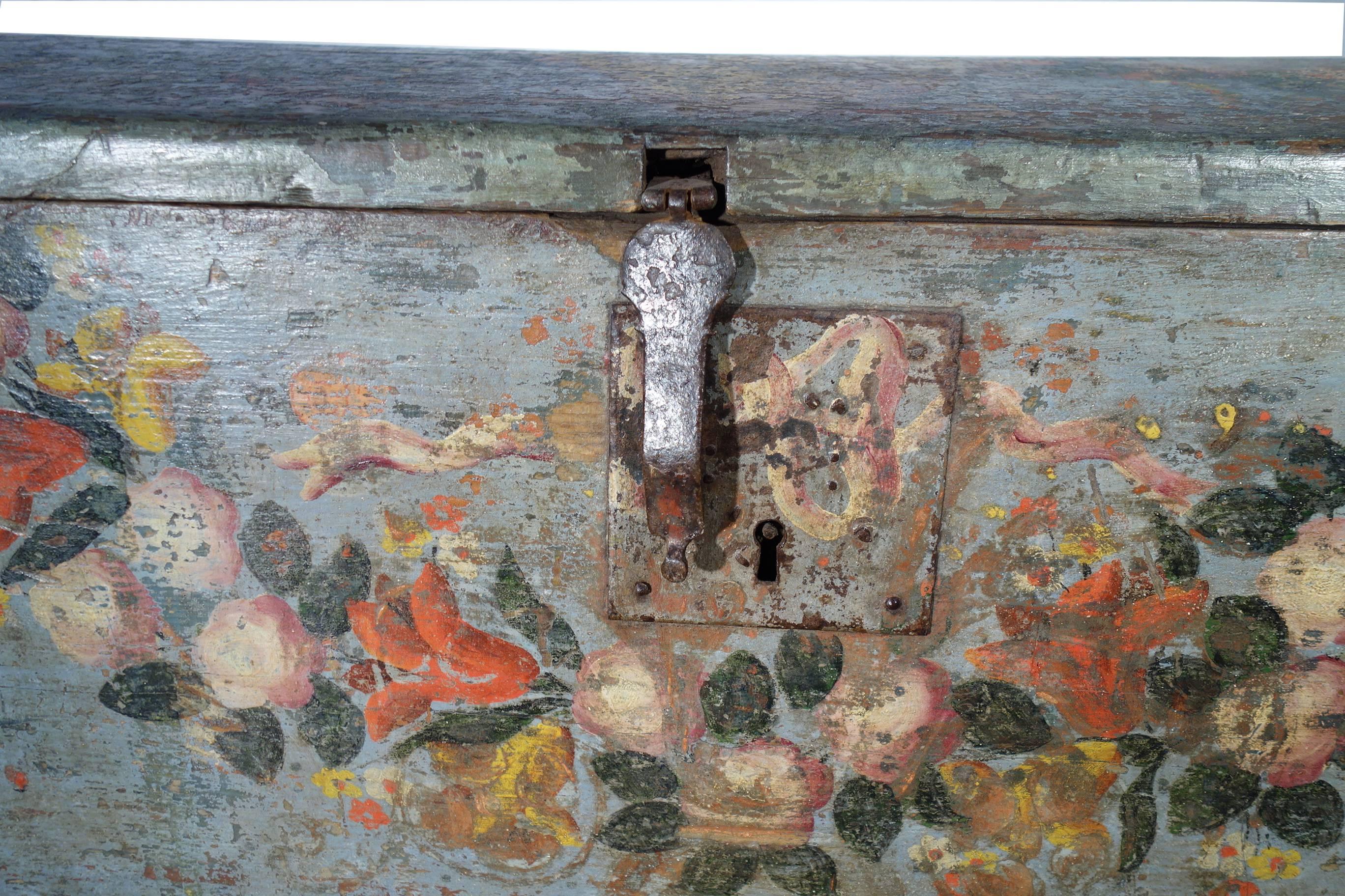 Italian, Early 18th Century Sicilian Painted Nuptial Trunk 3