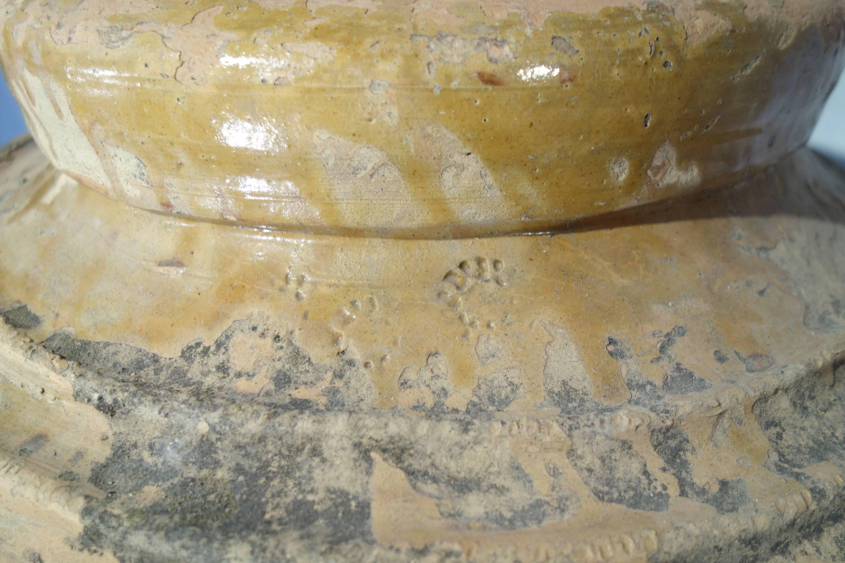 19th Century Antique Large Mediterranean Terracotta Amphora Jar, Dark Patina 5